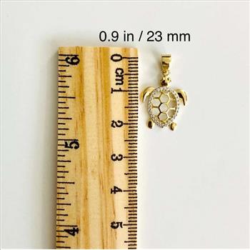 14K Two Tone Gold Turtle Pendant