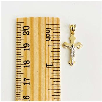 14K Two Tone Gold Cross with Jesus Pendant