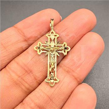 14K Yellow Gold Fancy Crucufix Pendant