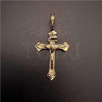 14K Yellow Gold Fancy Tiny Crucufix Pendant