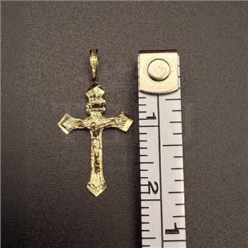 14K Yellow Gold Fancy Tiny Crucufix Pendant