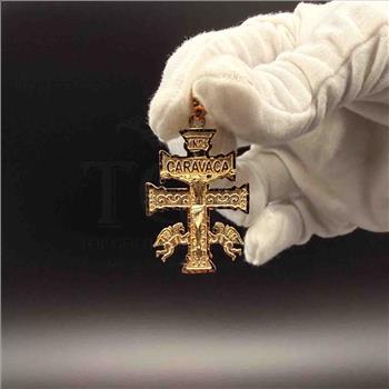 14K Yellow Gold Cross of Caravaca Pendant