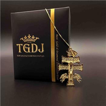 14K Yellow Gold Cross of Caravaca Pendant