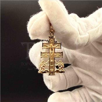 14K Yellow Gold Cross of Caravaca Pendant