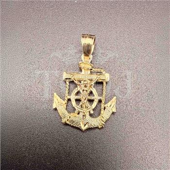 14K Yellow Gold Mariner Crucufix Pendant