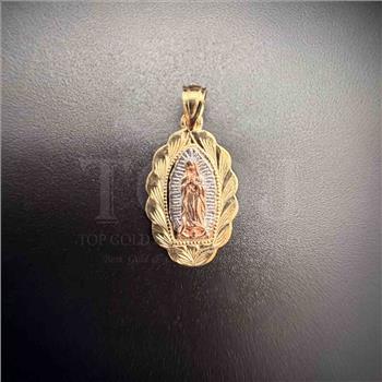 14K Tri Color Gold Religious Our Lady of Guadalupe Pendant