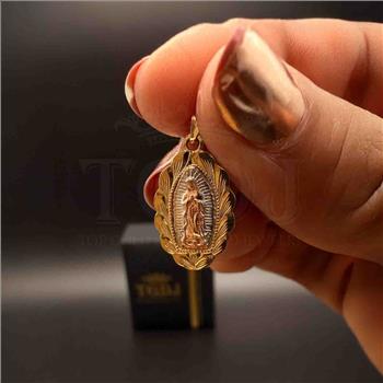 14K Tri Color Gold Religious Our Lady of Guadalupe Pendant