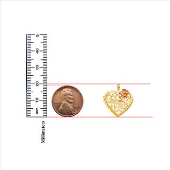 14K Two Tone Gold Te Amo Heart Pendant