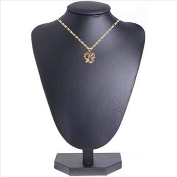 14K Tri Color Gold Heart Dove Pendant