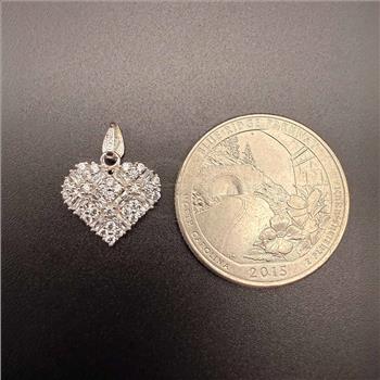 14K White Gold Cubic zirconia  Heart Pendant
