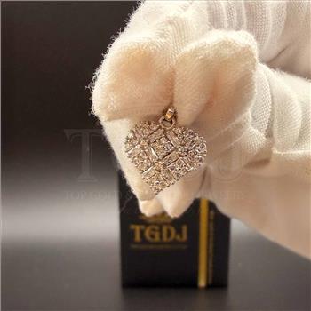 14K White Gold Cubic zirconia  Heart Pendant