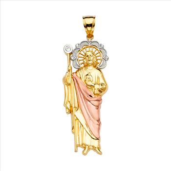 14K Tri Color Gold San Judas Pendant