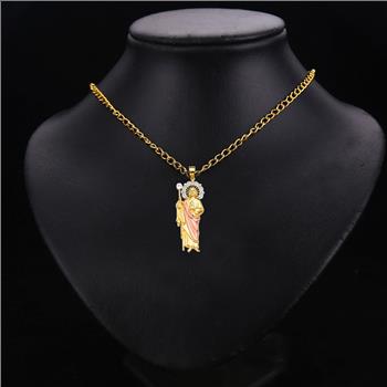 14K Tri Color Gold San Judas Pendant