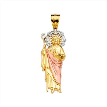 14K Tri Color Gold San Judas Pendant