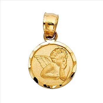 14K Yellow Gold 1.2mm Singapore Chain With 14K Yellow Gold Angel Pendant 20''