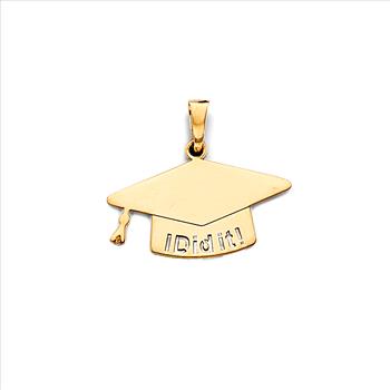 14K Yellow Gold Graduation Hat Pendant
