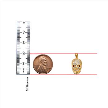 14K  Yellow Gold Cubic zirconia Skull Pendant