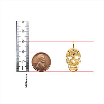 14K Yellow Gold Skull Pendant