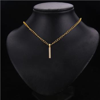 14K  Yellow Gold Cubic zirconia Bar Pendant