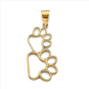 14K Yellow Gold Dog Paw Pendant