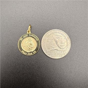 14K Yellow Gold  St. Jude Round Medal