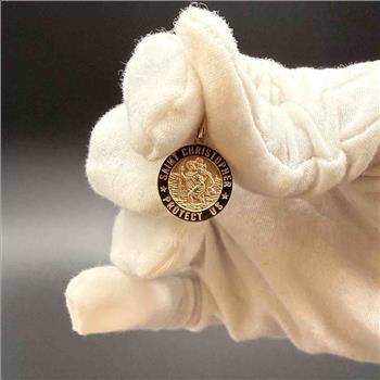 14K Yellow Gold St. Christopher Round Medal
