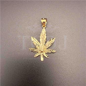 14K Yellow Gold Marijuana Leaf Pendant
