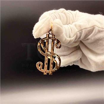 14K Yellow Gold Dollar Sign Pendant