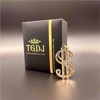 14K Yellow Gold Dollar Sign Pendant