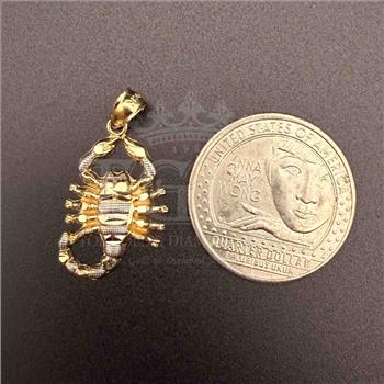 14K Two Tone Gold Scorpion Pendant