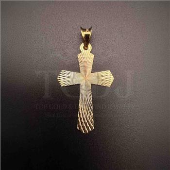 14K Tri Color Gold Religious Cross Stamp Pendant