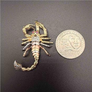 14K Tri Color Gold Scorpion Pendant