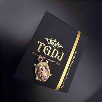 14K Tri Color Gold cubic zirconia Turtle Pendant