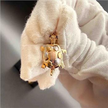14K Tri Color Gold Turtle Pendant