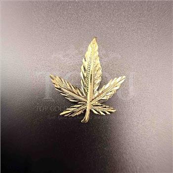 14K Yellow Gold Marijuana Leaf Pendant