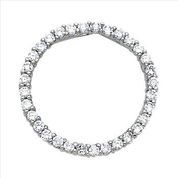 14K White Gold Journey Circle of Life Cubic Zirconia Pendant - 18 mm X 18 mm