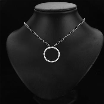 14K White Gold Journey Circle of Life Cubic Zirconia Pendant - 18 mm X 18 mm