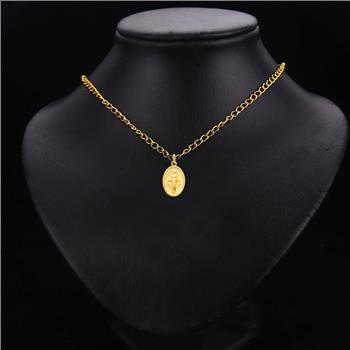 14K Yellow Gold Virgin Mary Medal Pendant