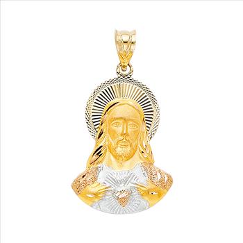 14K TTri Color Gold Religious Stamp Pendant