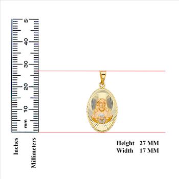 14K Two Tone Gold Religious Stamp Pendant