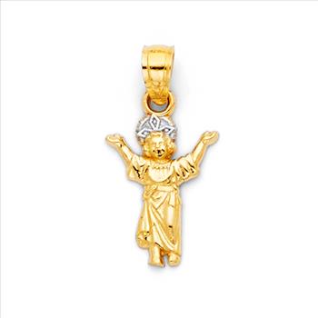 14K Two Tone Gold Religious Pendant