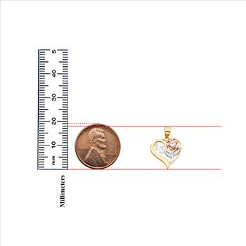 14K Tri Color Gold 15 Years Heart Pendant with 14K Tri Color Gold 1.5mm Valentono Chain -18 Inch