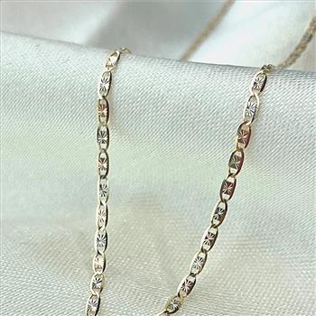 14K Two Tone Gold 15 Years Heart Pendant with 14K Tri Color Gold 1.5mm Valentono Chain -16 Inch