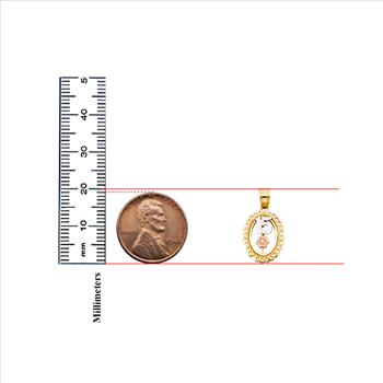 14K Tri Color Gold Sweet 15 Years Quinceañera Pendant