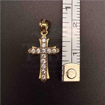 14K Two Tone Gold Cubic zirconia Cross Pendant