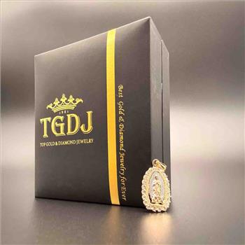 14K Tri Color Gold Cubic zirconia Our Lady of Guadalupe Pendant
