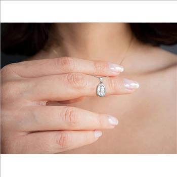 14K White Gold Virgin Mary Medal