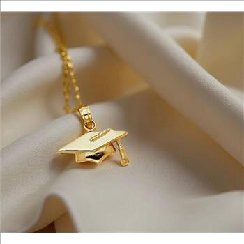14K Yellow Gold Graduation Hat Pendant- 10 mm X 19 mm