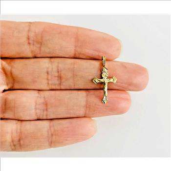 14K Yellow Gold Fancy Tiny Crucufix Pendant