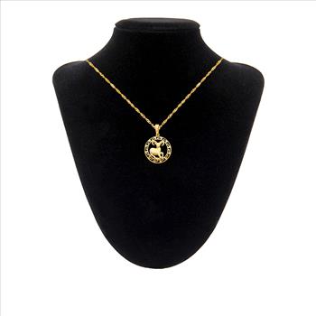 14k Yellow Gold Round Aries Zodiac Sign Horoscope Constellation Pendant